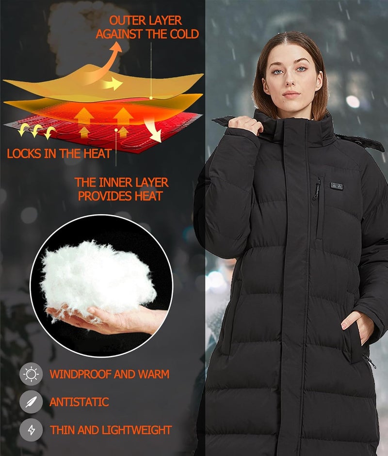 Windpost Heated Jackets for Women,Womens Heated Jacket 8 Heating Zones with 10000mAh Battery Pack,Heated Coats for Women - Image 5